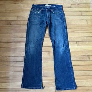 Levis 527 Low Boot Cut Jeans Mens 32x34 Medium Wash Distressed Denim Blue
